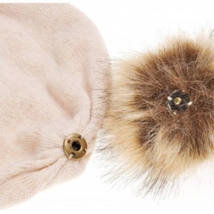 Skullies & Beanies Womens Warm Faux Fur Pom Pom Beanies Hat Winter Skullies Cap for Girls - Oatmeal - CR186XQ9GU9 $30.95