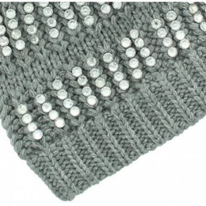 Skullies & Beanies Women's Faux Fur Pompom Winter Knit Beanie w/Sequins - Grey - CN180HG4Q3U $29.38
