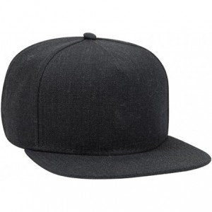 Baseball Caps Square Flat Visor SNAP 5 Panel Pro Style Snapback Hat - Heath. Black - CU180D4QS3U $14.24
