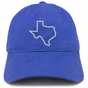 Baseball Caps Texas State Outline Embroidered Brushed Cotton Dad Hat Cap - Royal - CS185HOGA6S $37.16