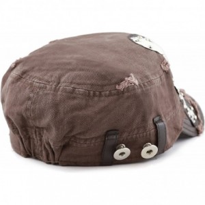 Baseball Caps Skull Patch Accent Cotton Cadet Hat with Metal Studs - Brown - CL17Z485ETH $21.54