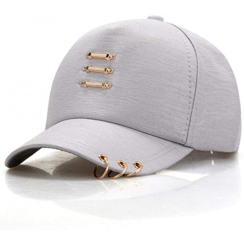 Baseball Caps Unisex Baseball Cap Fashion Screw Hoop Adjustable Plain Dad Hat for Women Men - Grey - C418QH2A482 $21.22