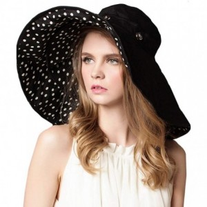 Sun Hats Women Floppy Crocheted Straw Hat Women Wide Large Brim Roll-up Sun Hat - Sun Hat-black - CD18WMLGIZD $45.22