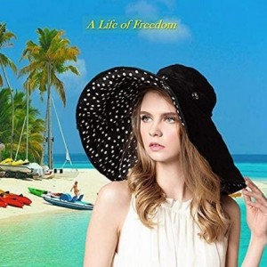 Sun Hats Women Floppy Crocheted Straw Hat Women Wide Large Brim Roll-up Sun Hat - Sun Hat-black - CD18WMLGIZD $49.28