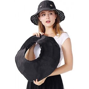Sun Hats Women Floppy Crocheted Straw Hat Women Wide Large Brim Roll-up Sun Hat - Sun Hat-black - CD18WMLGIZD $49.28