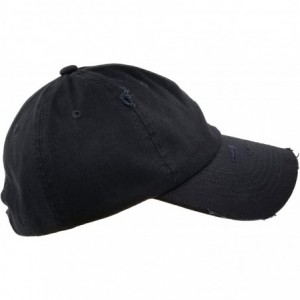 Baseball Caps Ponytail Baseball Hat Distressed Retro Washed Cotton Twill - Black No Ponytail Hole - C118K69KMHY $22.47