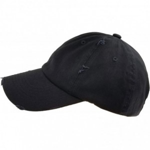 Baseball Caps Ponytail Baseball Hat Distressed Retro Washed Cotton Twill - Black No Ponytail Hole - C118K69KMHY $11.10