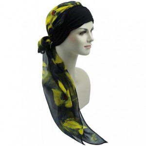 Skullies & Beanies Chemo Headwear Headwrap Scarf Cancer Caps Gifts for Hair Loss Women - Black Yellow - CP18D3SYMG7 $37.02