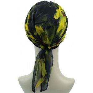 Skullies & Beanies Chemo Headwear Headwrap Scarf Cancer Caps Gifts for Hair Loss Women - Black Yellow - CP18D3SYMG7 $37.02