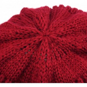 Skullies & Beanies Winter Houndstooth Knit Hat Cable Soft Stretch Knit Beanie Hat for Women - Red a - CK18LQZZCU9 $21.17