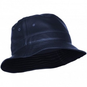 Bucket Hats Fashion Bucket Hat Cap Headwear - Many Prints - Faux Leather Navy - CP11TUVACXB $15.30