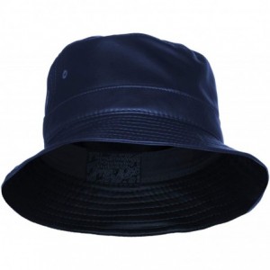 Bucket Hats Fashion Bucket Hat Cap Headwear - Many Prints - Faux Leather Navy - CP11TUVACXB $24.94