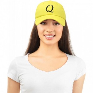 Baseball Caps Initial Hat Letter Q Womens Baseball Cap Monogram Cursive Embroider - Minion Yellow - C618U3NENXI $26.44