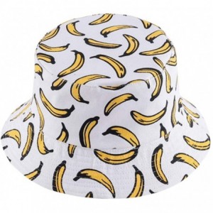 Bucket Hats Unisex Print Bucket Hat Cute Sun Hat Summer Packable Reversible Fisherman Cap - Banana White - CK194YQ944I $30.86