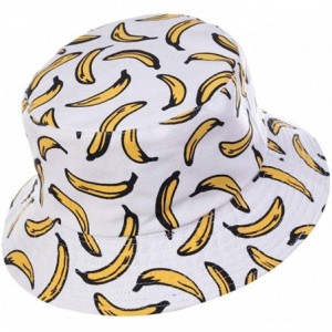 Bucket Hats Unisex Print Bucket Hat Cute Sun Hat Summer Packable Reversible Fisherman Cap - Banana White - CK194YQ944I $26.75