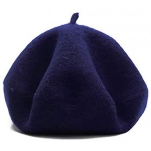 Berets French Wool Berets Hat Artist Casual Fashion Winter Warm Beanie Cap for Women - Navy Blue - CY18NNZA9SC $27.06