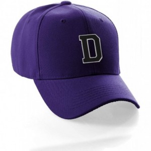 Baseball Caps Classic Baseball Hat Custom A to Z Initial Team Letter- Purple Cap White Black - Letter D - CB18NY86HR7 $23.74