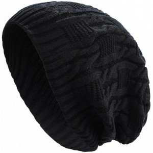 Skullies & Beanies Women Thick Slouchy Knit Winter Hat Oversized Baggy Long Beanie Cap - Black - CU12N1HPJOY $16.02