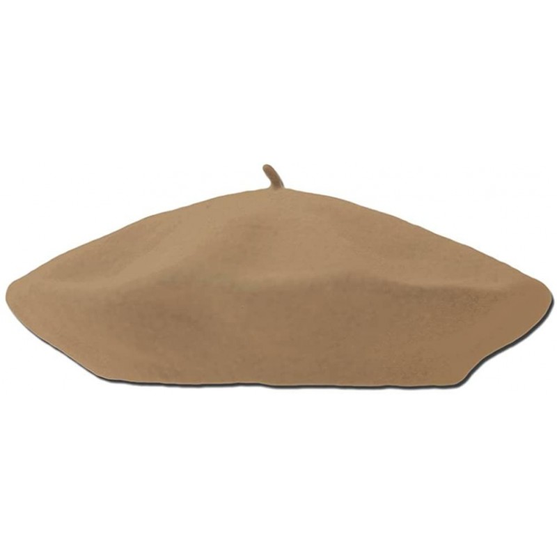 Berets Classic Wool Beret One Size Adult - Khaki - CY115R7S6WH $23.15