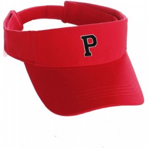 Baseball Caps Custom Sport Sun Visor Hat A to Z Initial Team Letters- Red Visor White Black - Letter P - C118GS3IUIW $26.41