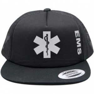 Baseball Caps EMS Logo Hat- Baseball caps- Reflective Imprint. Emergency Medical Services Black - CD18O07CO5Q $17.47