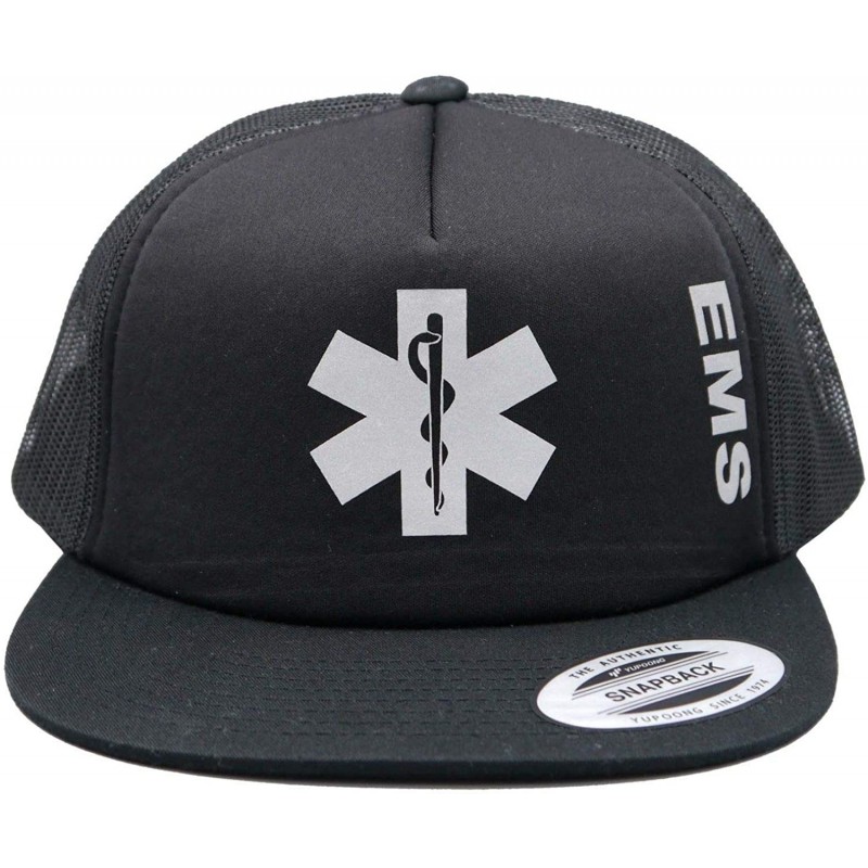 Baseball Caps EMS Logo Hat- Baseball caps- Reflective Imprint. Emergency Medical Services Black - CD18O07CO5Q $29.95