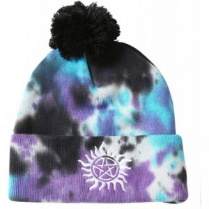 Skullies & Beanies Beanie and Skullcaps Winter Hat Found at Hot Topic. - Supernatural Anti-possession Symbol Tie Dye Pom - CT...