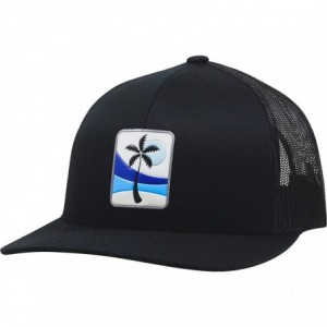 Baseball Caps Trucker Hat - Palm Waves Sunset - Black/Blue - CT18WGM5G9W $52.98