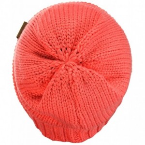 Skullies & Beanies Exclusive Two Way Cuff & Slouch Warm Knit Ribbed Beanie - Coral - CU125H8EWRX $20.65