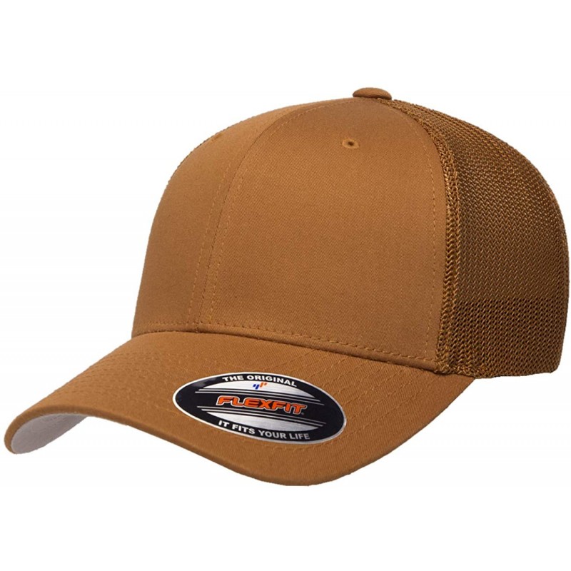 Baseball Caps The Original Flexfit Yupoong Mesh Trucker Hat Cap & 2-Tone - Caramel - CW196H4Z33L $28.41