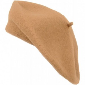 Berets Ladies Solid Colored French Wool Beret Women's Classic Beret Hat For Casual Use - 1 Piece (Tan) - CW11CS1GQVD $22.28