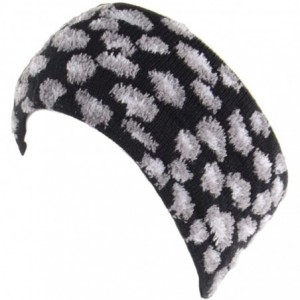 Cold Weather Headbands Winter Warm Leopard Print Fleece Lined Knit Headband Head Wrap Ear Warmer - Black - CW12N8SXSHW $27.17