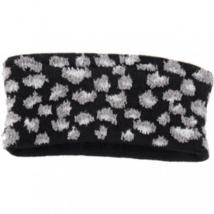 Cold Weather Headbands Winter Warm Leopard Print Fleece Lined Knit Headband Head Wrap Ear Warmer - Black - CW12N8SXSHW $26.85