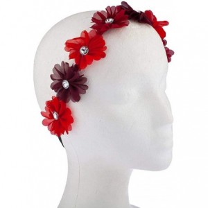 Headbands Burgundy Violet Crystal Stone Floral Elastic Headwrap Headband - Red- Light Red- Burgundy - CK12NFHDQUJ $18.43