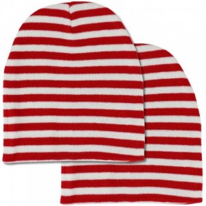 Skullies & Beanies Red White Stripe Short Skull Beanie - Red White 2 Pack - C418K34HLE5 $38.81