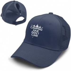 Baseball Caps Camping Hair Don't Care Ponycap Messy High Bun Ponytail Adjustable Mesh Trucker Baseball Cap Hat for Women - CJ...