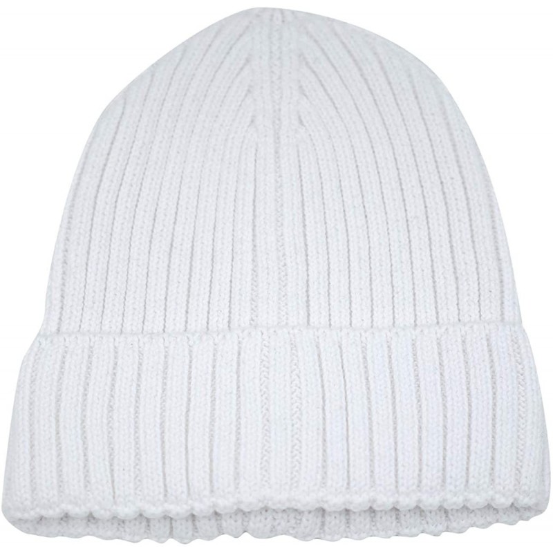 Skullies & Beanies Mens Womens Daily Beanie Hat Rib Knitted Cotton Winter Caps - White - C41925GRSW0 $19.96