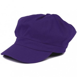Newsboy Caps Women's Lightweight 100% Cotton Soft Fit Newsboy Cap with Elastic Back - Purple - CC12N2C7GMU $25.58
