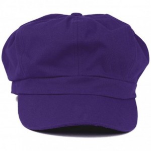 Newsboy Caps Women's Lightweight 100% Cotton Soft Fit Newsboy Cap with Elastic Back - Purple - CC12N2C7GMU $28.24