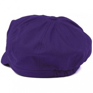 Newsboy Caps Women's Lightweight 100% Cotton Soft Fit Newsboy Cap with Elastic Back - Purple - CC12N2C7GMU $26.91