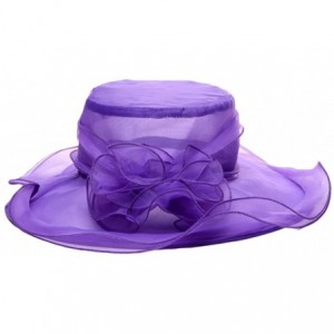 Sun Hats Vintage Flower Wide Brim Summer Beach Sun Hat for Ladies Womens - Light Purple - CX12FU50LOV $14.97