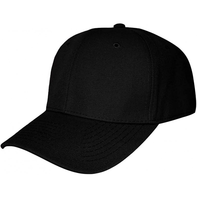 Baseball Caps Blank Fitted Curved Cap Hat - Black - CU112BURM7D $12.03