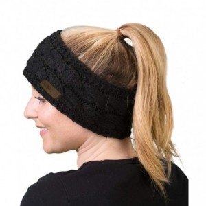Cold Weather Headbands Women Winter Warm Headband Fuzzy Fleece Lined Thick Cable Knit Head Wrap Ear Warmer Black & Navy Blue ...