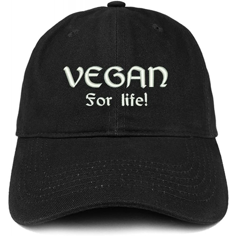 Baseball Caps Vegan for Life Embroidered Low Profile Brushed Cotton Cap - Black - C7188TKY8R5 $35.00