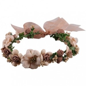 Headbands Rose Flower Crown Wreath Wedding Headband Wrist Band Set - Coffee - CU12O64JOQ1 $25.46