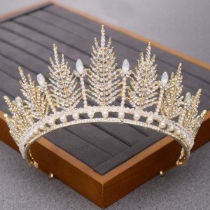 Headbands Luxurious Bridal Crowns And Tiaras Gold Tiara Crystal Rhinestone Wedding Crown-Light Gold7 - Light Gold7 - CN1920NE...