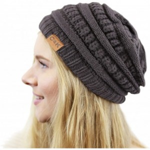 Skullies & Beanies Soft Stretch Cable Knit Warm Chunky Beanie Skully Winter Hat - 1. Solid Charcoal - CA18XDRNTNL $20.21