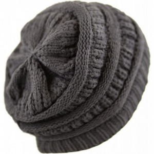 Skullies & Beanies Soft Stretch Cable Knit Warm Chunky Beanie Skully Winter Hat - 1. Solid Charcoal - CA18XDRNTNL $20.48