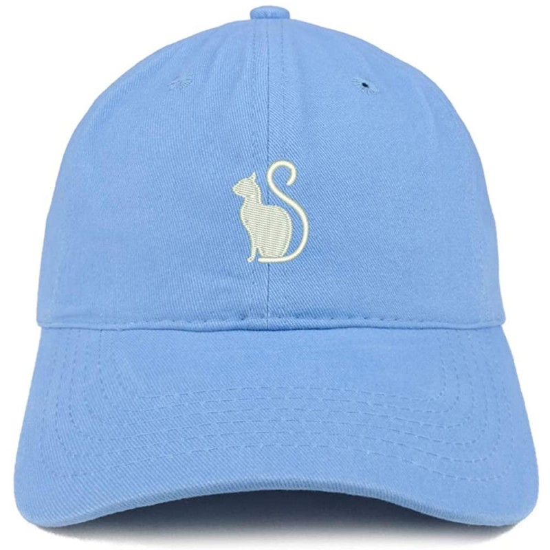 Baseball Caps Cat Image Embroidered Unstructured Cotton Dad Hat - Carolina Blue - C918S65CTW9 $19.66