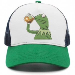 Baseball Caps The Frog "Sipping Tea" Adjustable Strapback Cap - 1000funny-green-frog-sipping-tea-24 - CD18ICUITT4 $33.23
